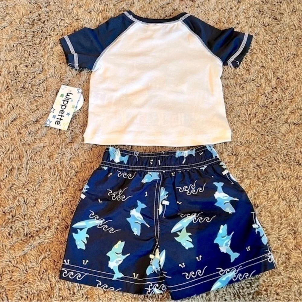 💚 NWT! Wippette boys two piece swim set size 18 months